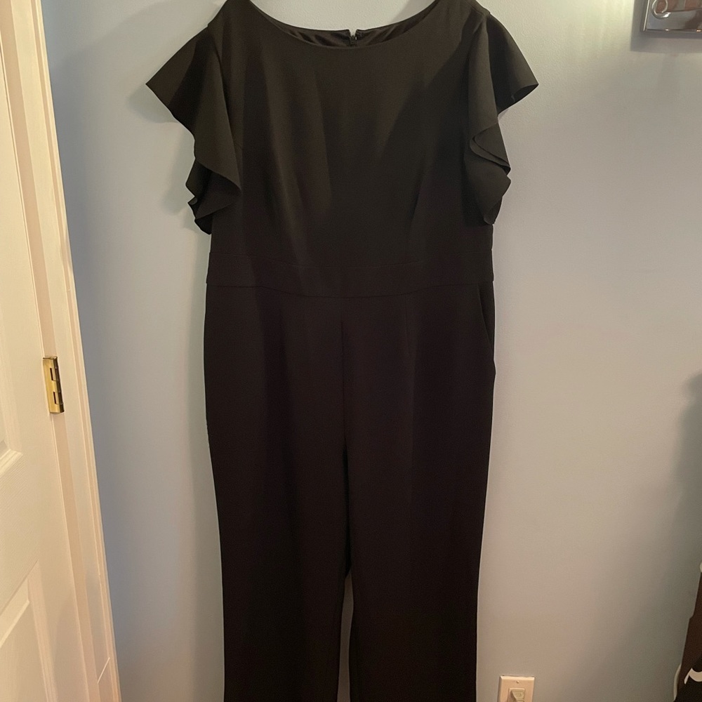 Black ruffle sleeve pantsuit